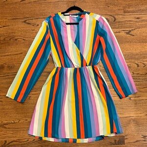 Vibrant Multicolor Striped Swimsuit coverup